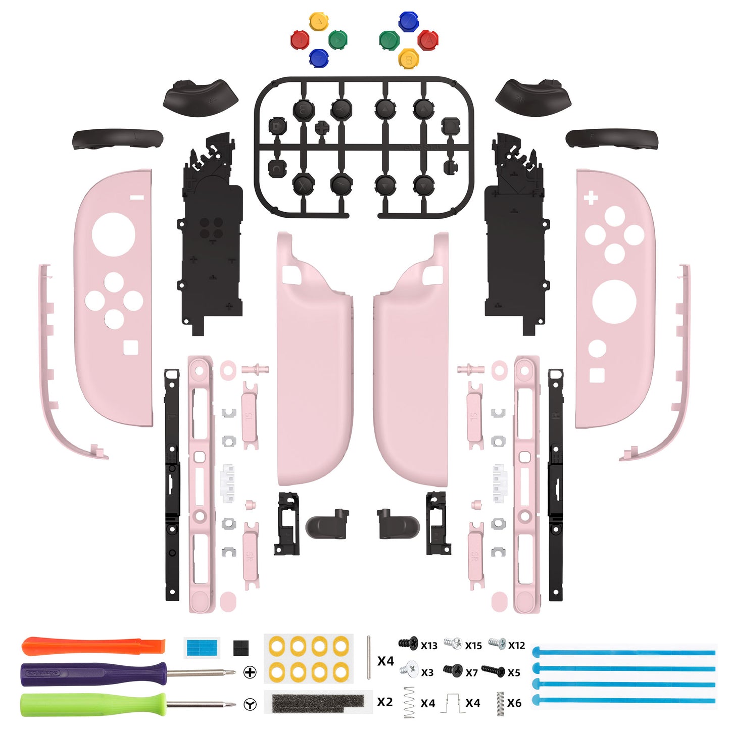 eXtremeRate Nintendo Switch 2対応ジョイコン交換フルセットシェルケース、ボタン付き - デラックス版【チェリーブロッサムピンク】