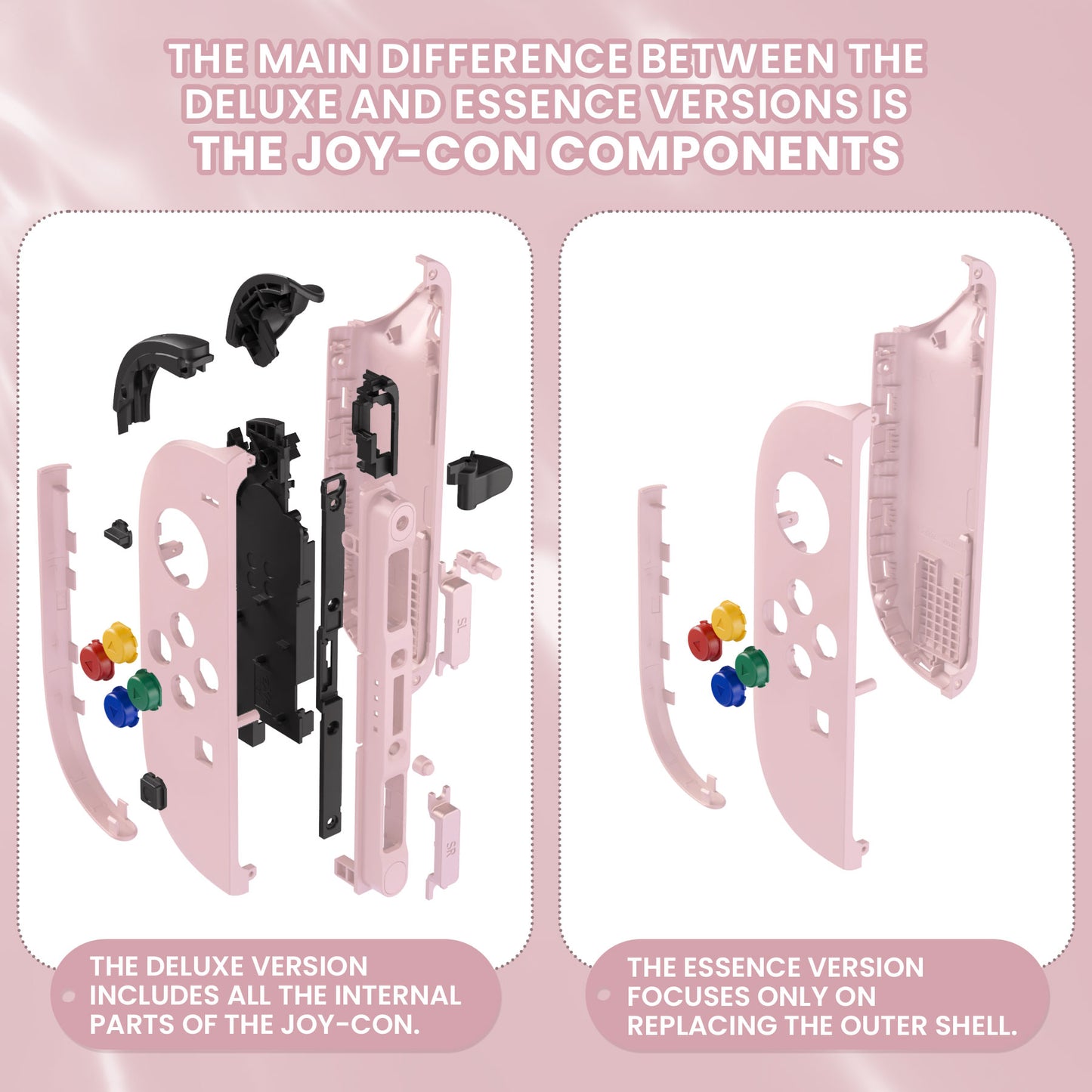 eXtremeRate Nintendo Switch 2対応ジョイコン交換フルセットシェルケース、ボタン付き - デラックス版【チェリーブロッサムピンク】