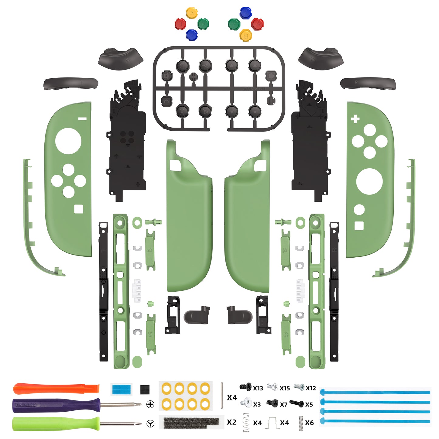 eXtremeRate Nintendo Switch 2対応ジョイコン交換フルセットシェルケース、ボタン付き - デラックス版【抹茶グリーン】