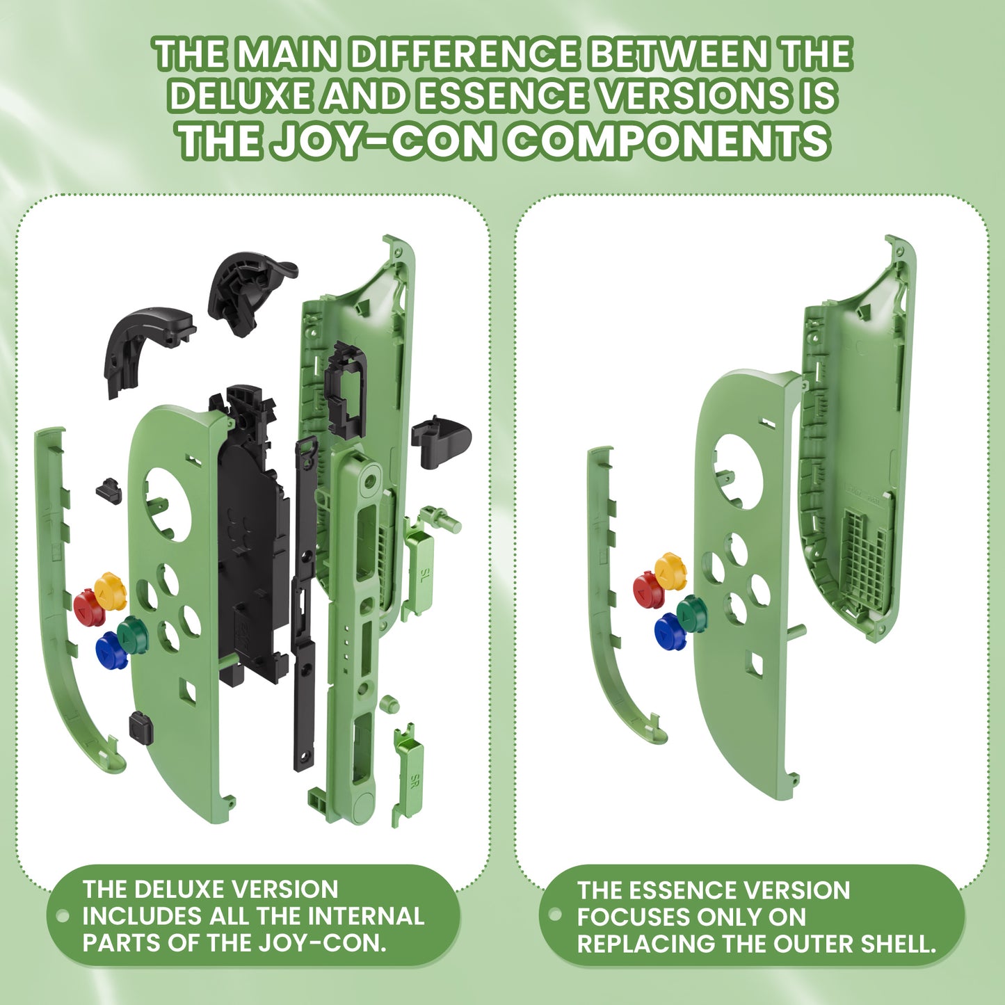 eXtremeRate Nintendo Switch 2対応ジョイコン交換フルセットシェルケース、ボタン付き - デラックス版【抹茶グリーン】