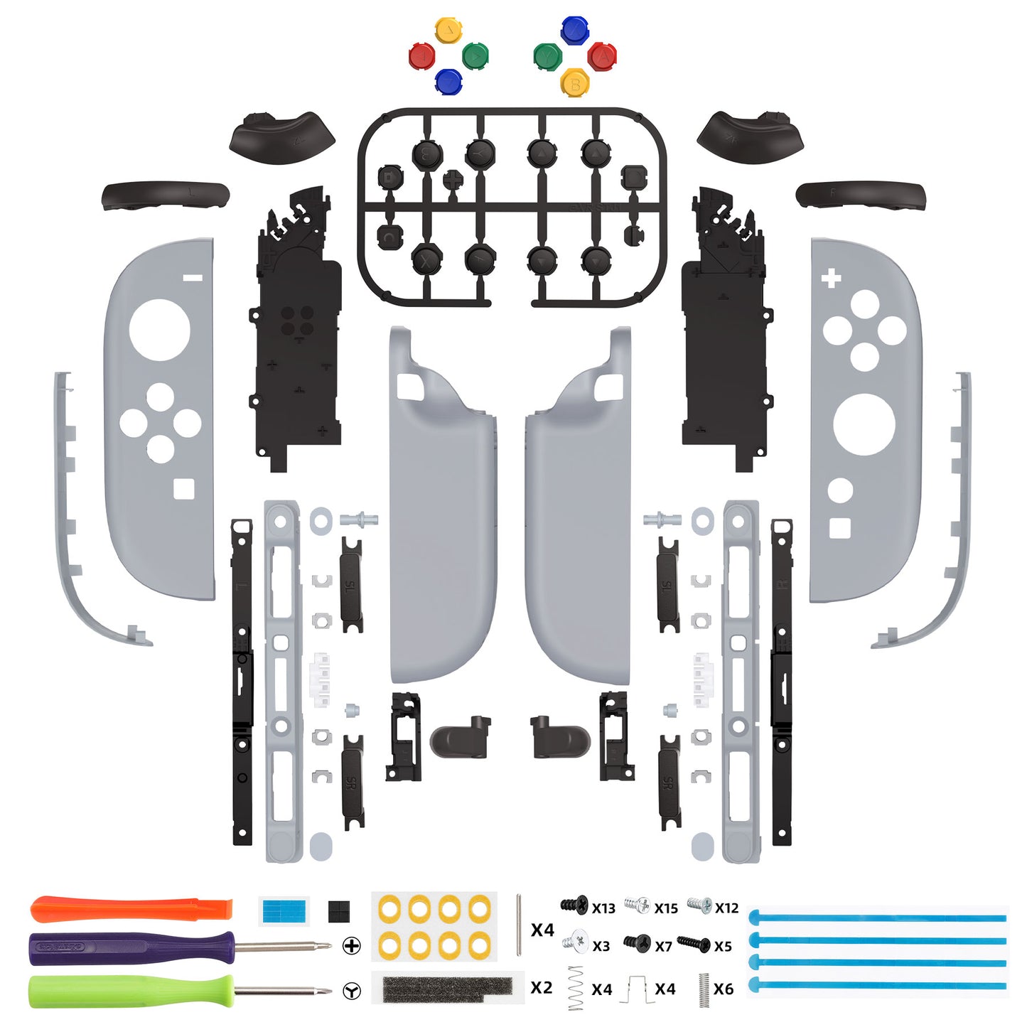 eXtremeRate Nintendo Switch 2対応ジョイコン交換フルセットシェルケース、ボタン付き - デラックス版【ニューホープグレイ】