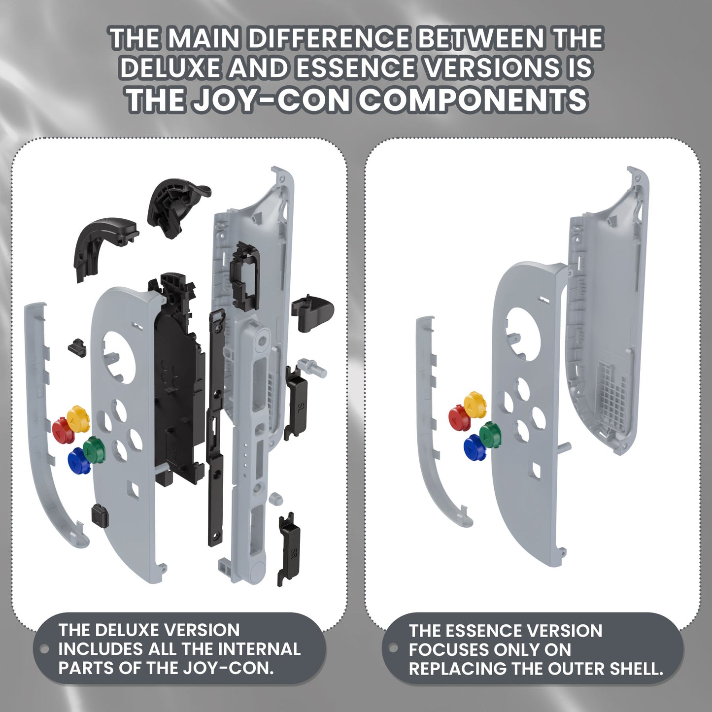 eXtremeRate Nintendo Switch 2対応ジョイコン交換フルセットシェルケース、ボタン付き - デラックス版【ニューホープグレイ】