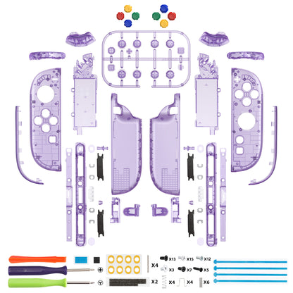 eXtremeRate Nintendo Switch 2対応ジョイコン交換フルセットシェルケース、ボタン付き - デラックス版【クリアパープル】