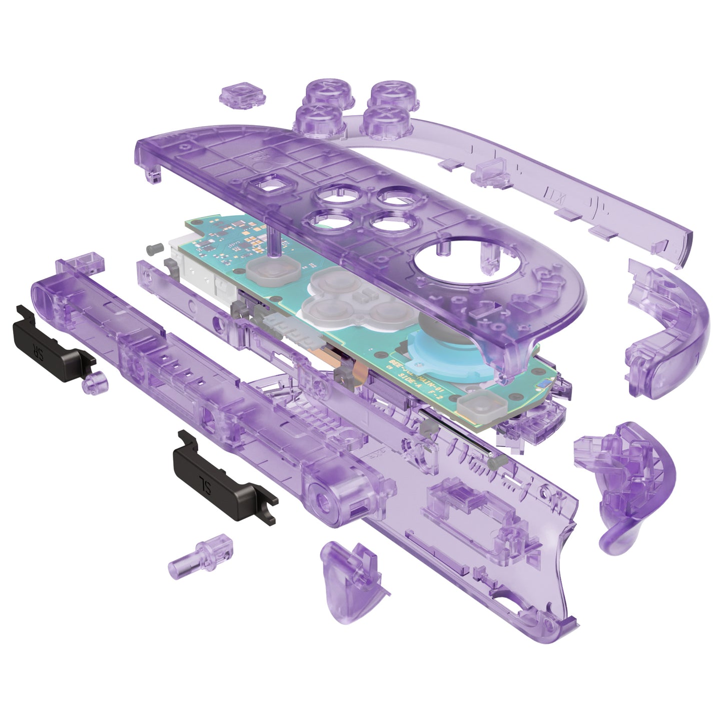 eXtremeRate Nintendo Switch 2対応ジョイコン交換フルセットシェルケース、ボタン付き - デラックス版【クリアパープル】