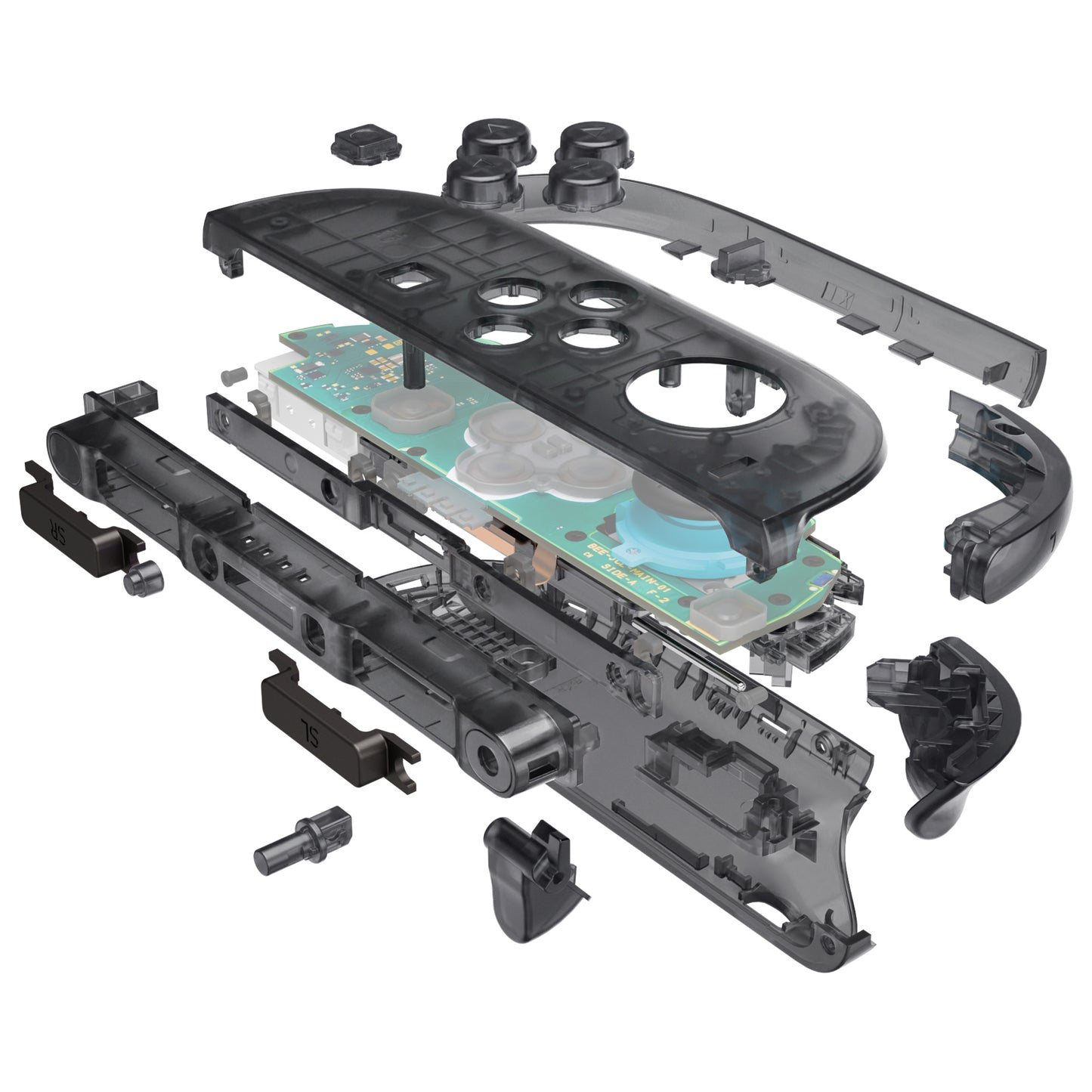 eXtremeRate Nintendo Switch 2対応ジョイコン交換フルセットシェルケース、ボタン付き - デラックス版【クリアブラック】