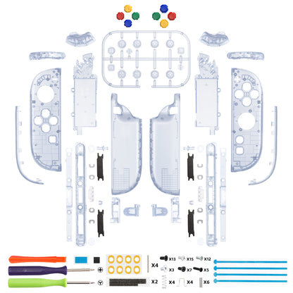 eXtremeRate Nintendo Switch 2対応ジョイコン交換フルセットシェルケース、ボタン付き - デラックス版【クリアグレイシャーブルー】