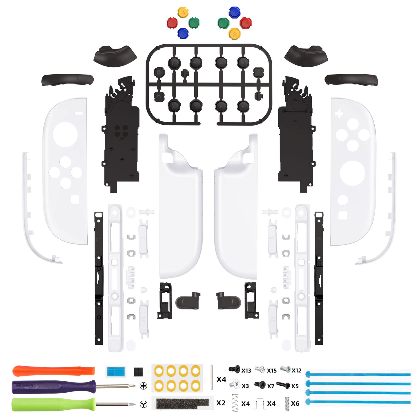 eXtremeRate Nintendo Switch 2対応ジョイコン交換フルセットシェルケース、ボタン付き - デラックス版【ホワイト】