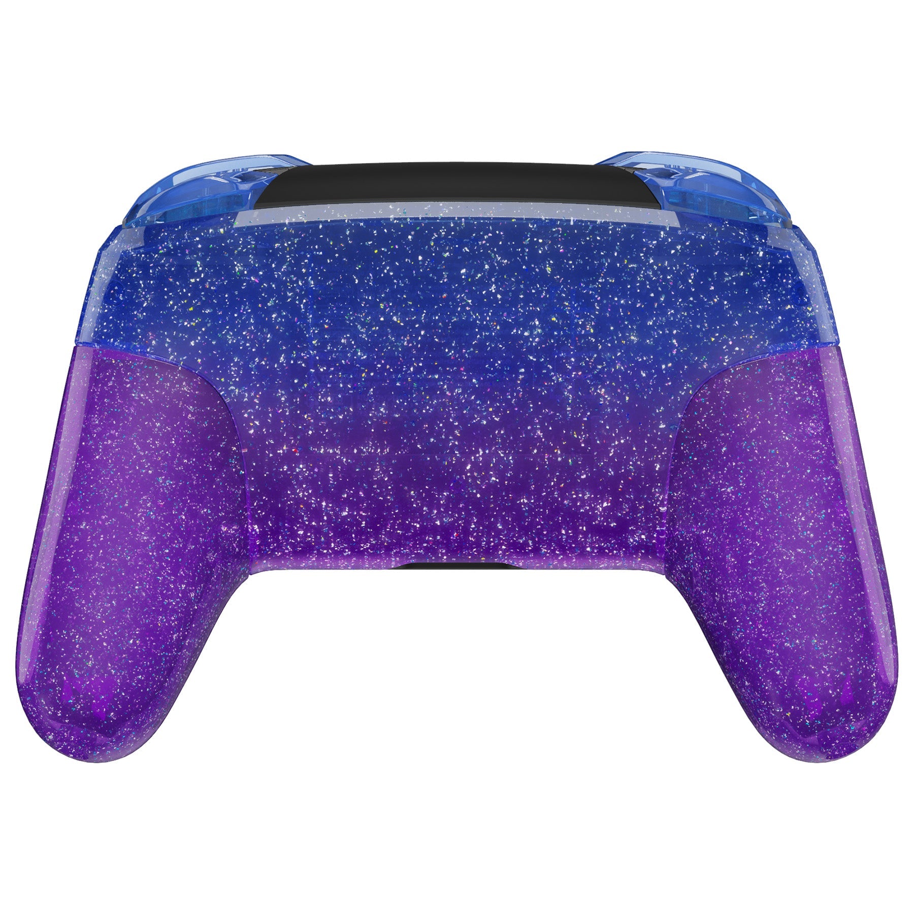 eXtremeRate Replacement Full Set Shell Faceplate Backplate Handles with Button Kit for Nintendo Switch Pro - Glitter Gradient Translucent Bluebell eXtremeRate