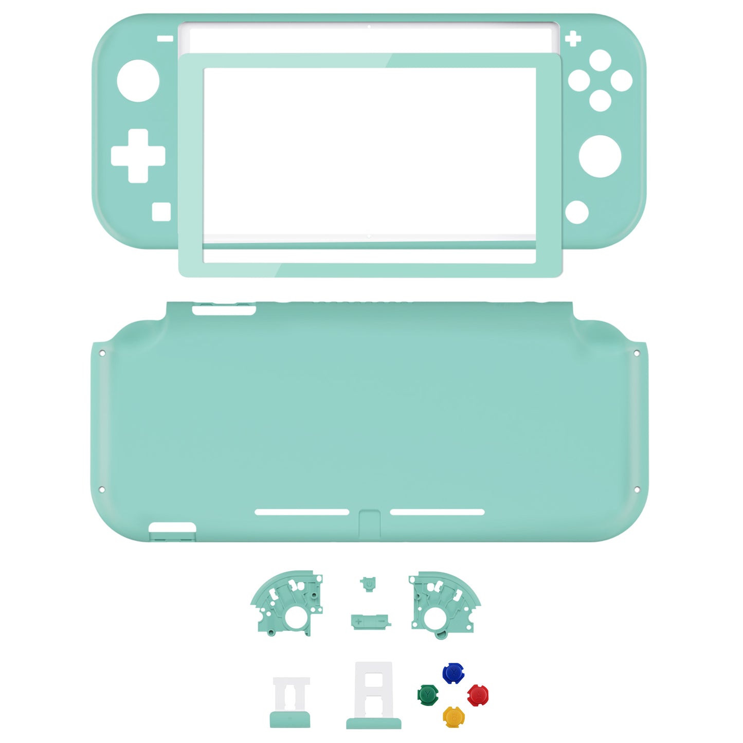 eXtremeRate Replacement Full Shell & Button Kit for Nintendo Switch Lite (Misty Green) with Screen Protector