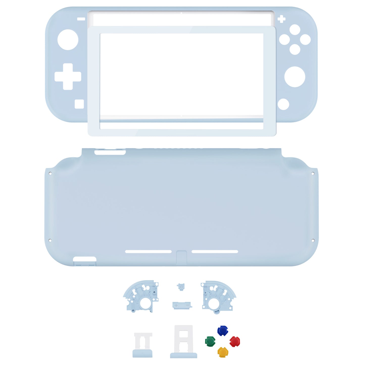 eXtremeRate Nintendo Switch Lite用交換フルセットシェル＆ボタンキット保護フィルム付き【ミルキーブルー】
