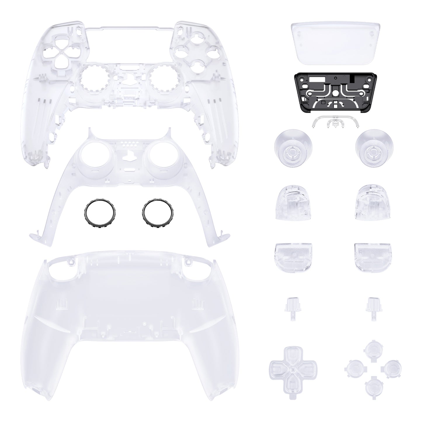 eXtremeRate PS5コントローラーBDM-030/040/050対応交換対応用フルセットシェル＆ボタン【クリア】