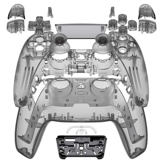 eXtremeRate PS5コントローラーBDM-030/040/050対応交換対応用フルセットシェル＆ボタン【クリアブラック】