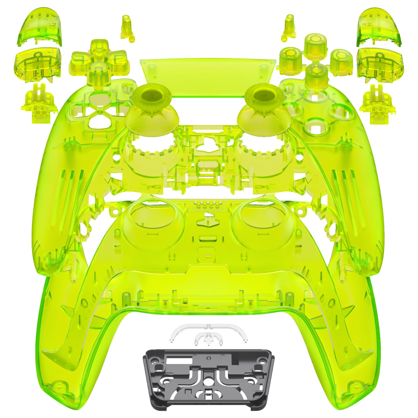 eXtremeRate PS5コントローラーBDM-030/040/050対応交換対応用フルセットシェル＆ボタン【クリアライムグリーン】