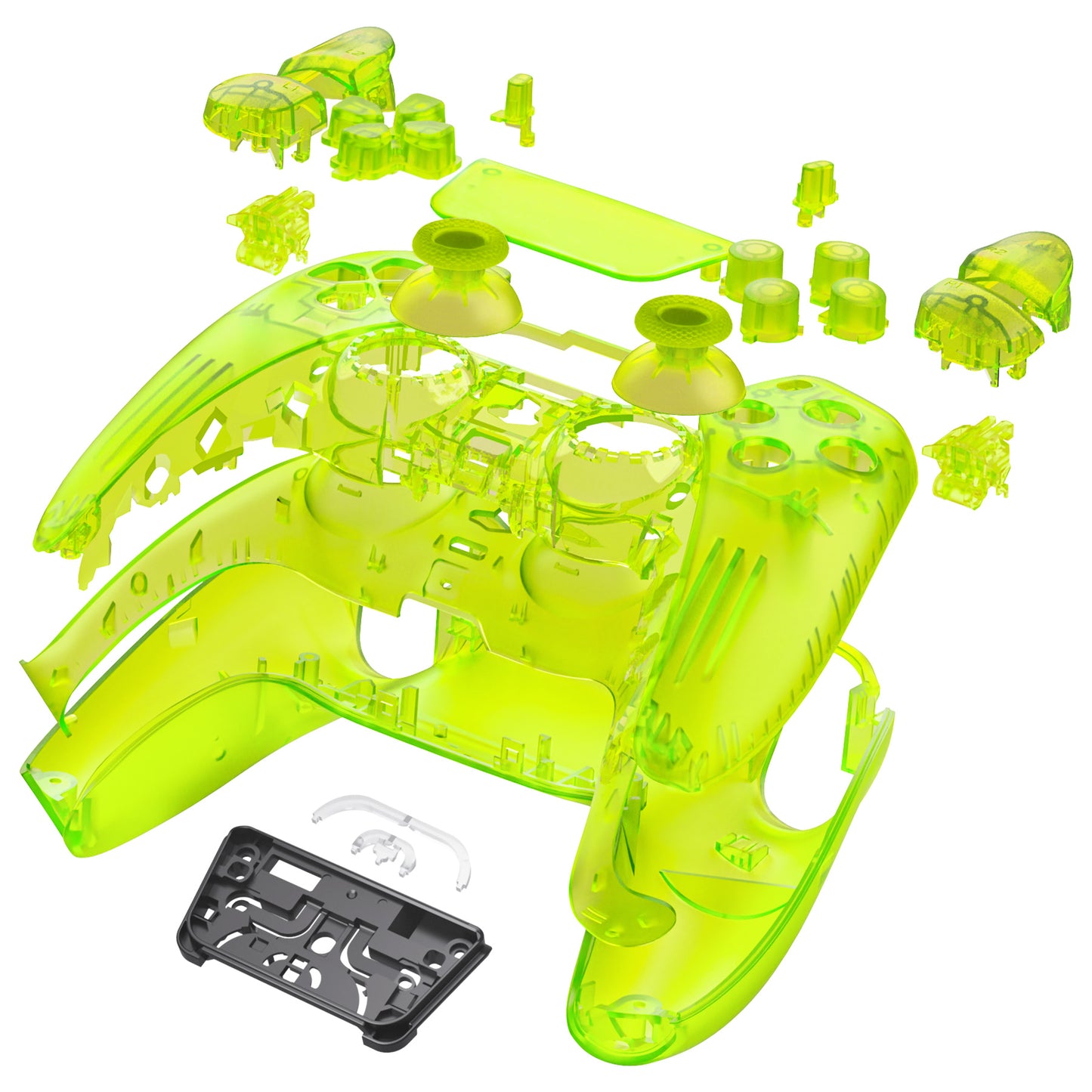 eXtremeRate PS5コントローラーBDM-030/040/050対応交換対応用フルセットシェル＆ボタン【クリアライムグリーン】