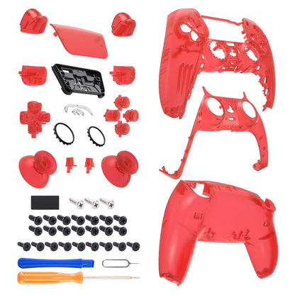 eXtremeRate PS5コントローラーBDM-030/040/050対応交換対応用フルセットシェル＆ボタン【クリアレッド】