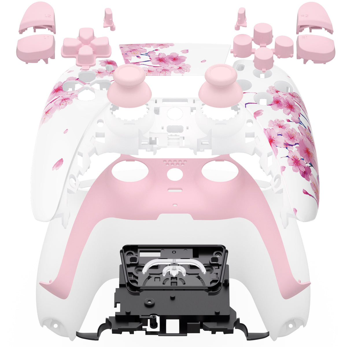 eXtremeRate Replacement Full Shell & Button Set for PS5 Controller BDM-030/040/050 (Clear Black)