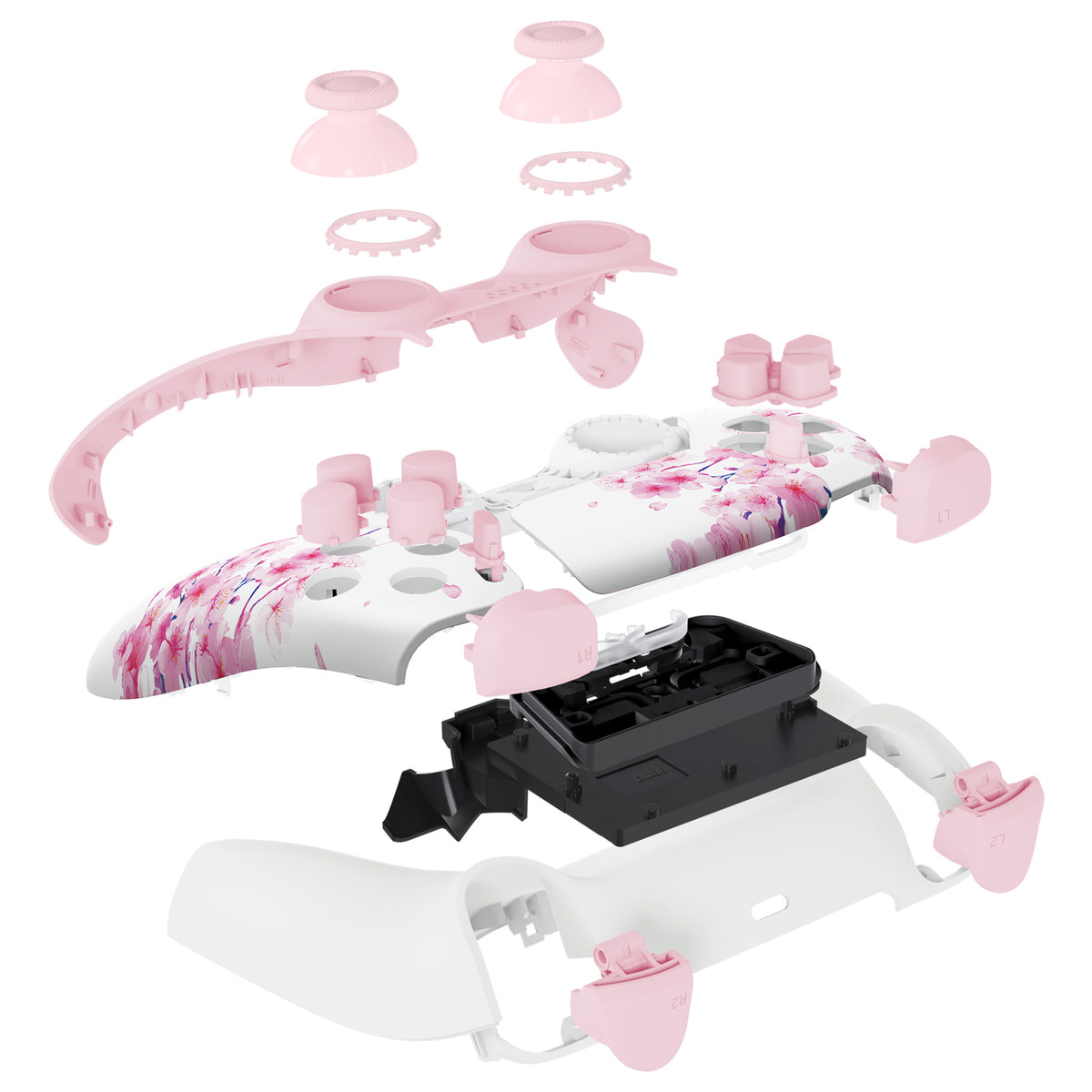 eXtremeRate Replacement Full Shell & Button Set for PS5 Controller BDM-030/040/050 (Clear Black)