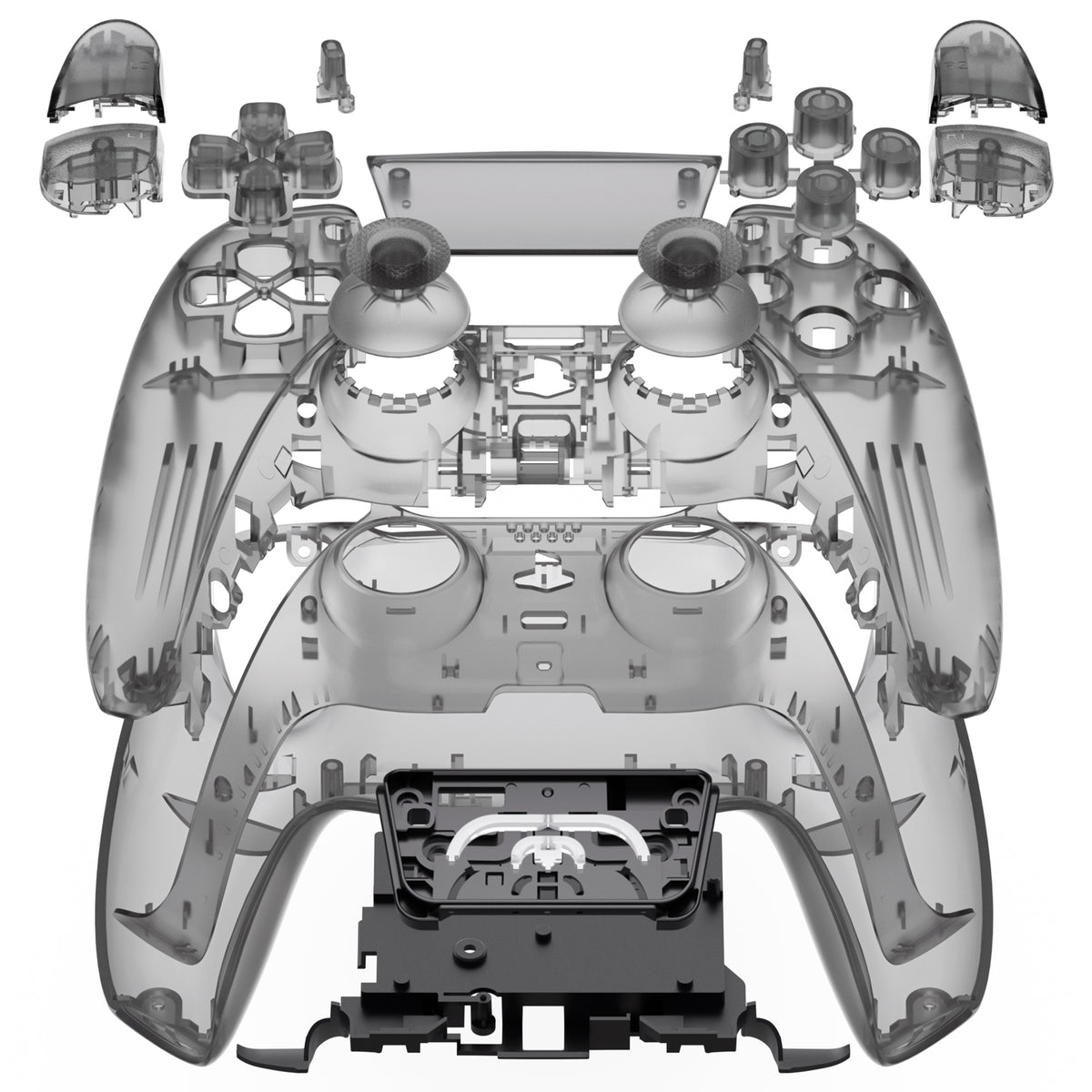 eXtremeRate Replacement Full Shell & Button Set for PS5 Controller BDM-030/040/050 (Clear Black)
