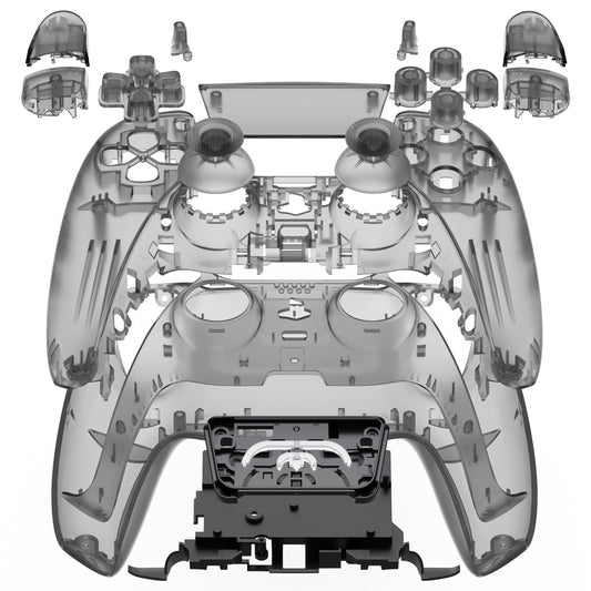 eXtremeRate Replacement Full Shell & Button Set for PS5 Controller BDM-030/040/050 (Clear Black)