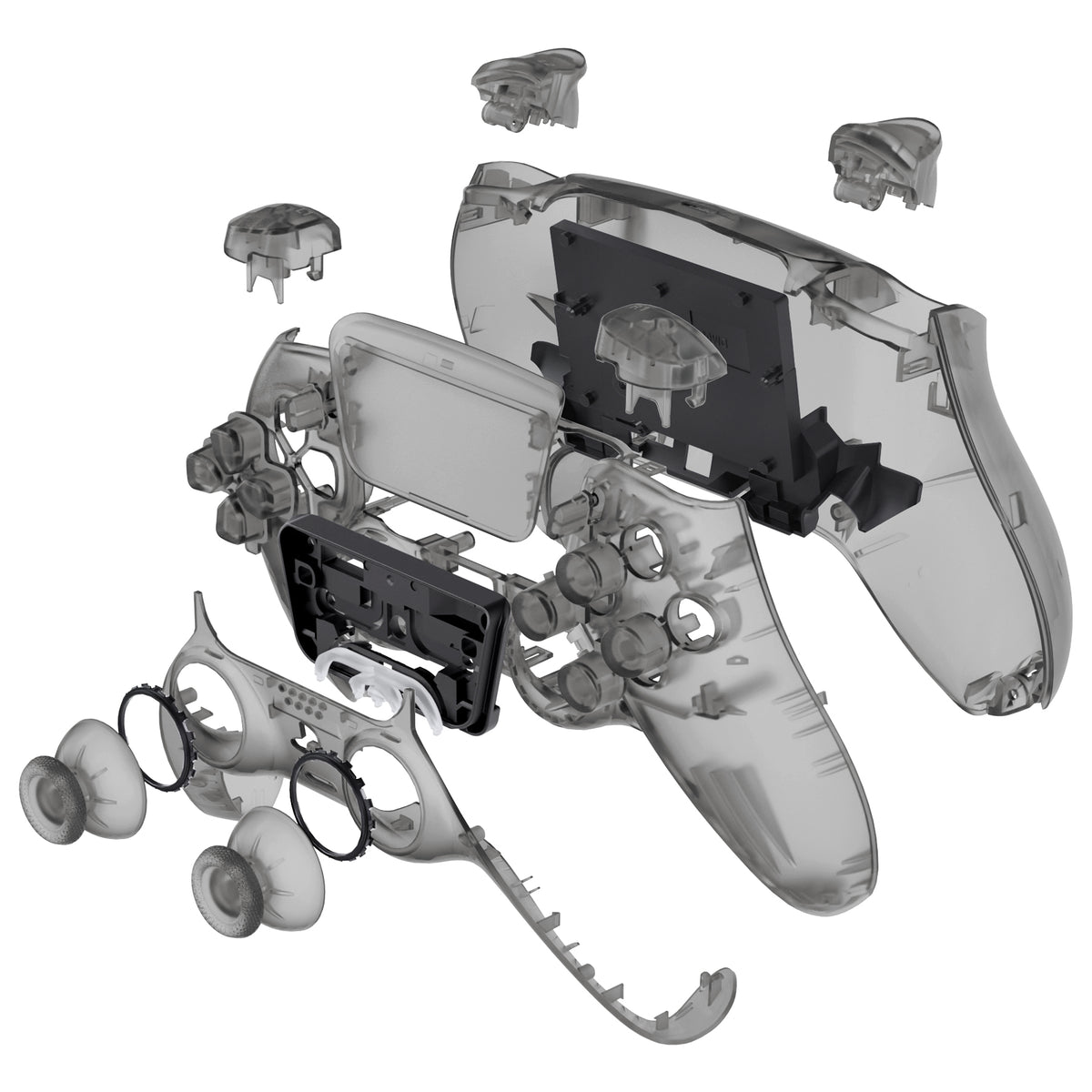 eXtremeRate Replacement Full Shell & Button Set for PS5 Controller BDM-030/040/050 (Clear Black)