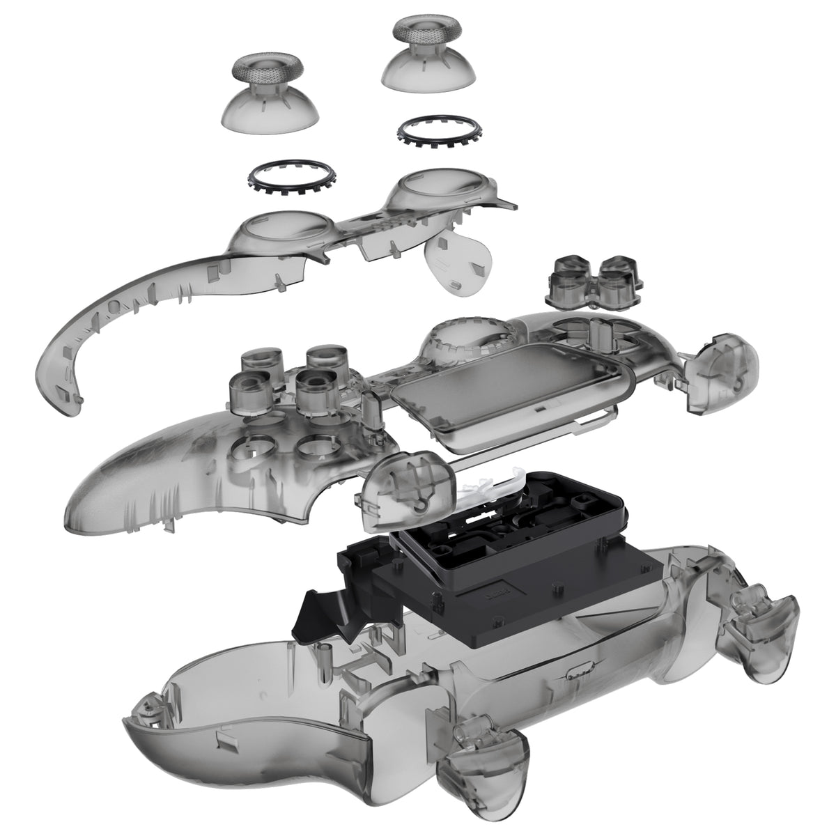 eXtremeRate Replacement Full Shell & Button Set for PS5 Controller BDM-030/040/050 (Clear Black)
