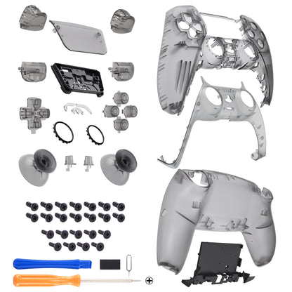 eXtremeRate Replacement Full Shell & Button Set for PS5 Controller BDM-030/040/050 (Clear Black)