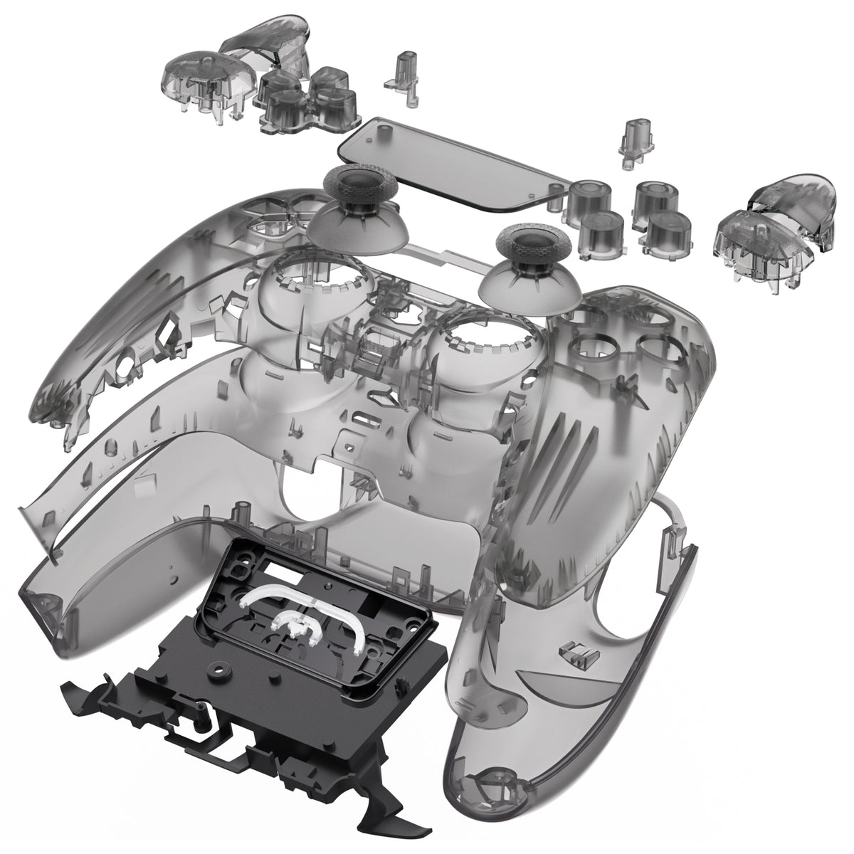 eXtremeRate Replacement Full Shell & Button Set for PS5 Controller BDM-030/040/050 (Clear Black)