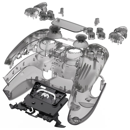 eXtremeRate Replacement Full Shell & Button Set for PS5 Controller BDM-030/040/050 (Clear Black)