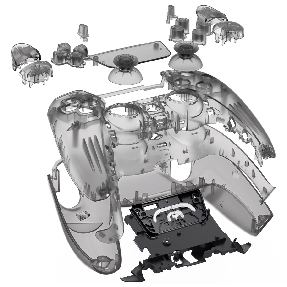 eXtremeRate Replacement Full Shell & Button Set for PS5 Controller BDM-030/040/050 (Clear Black)