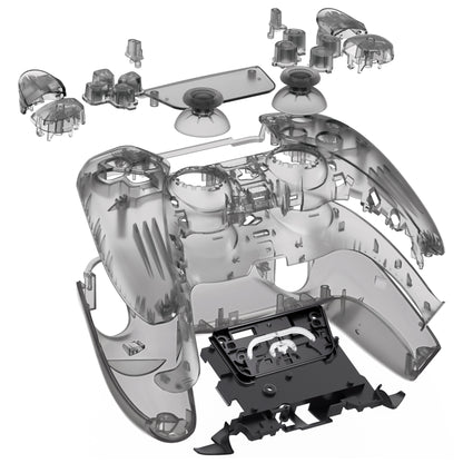 eXtremeRate Replacement Full Shell & Button Set for PS5 Controller BDM-030/040/050 (Clear Black)
