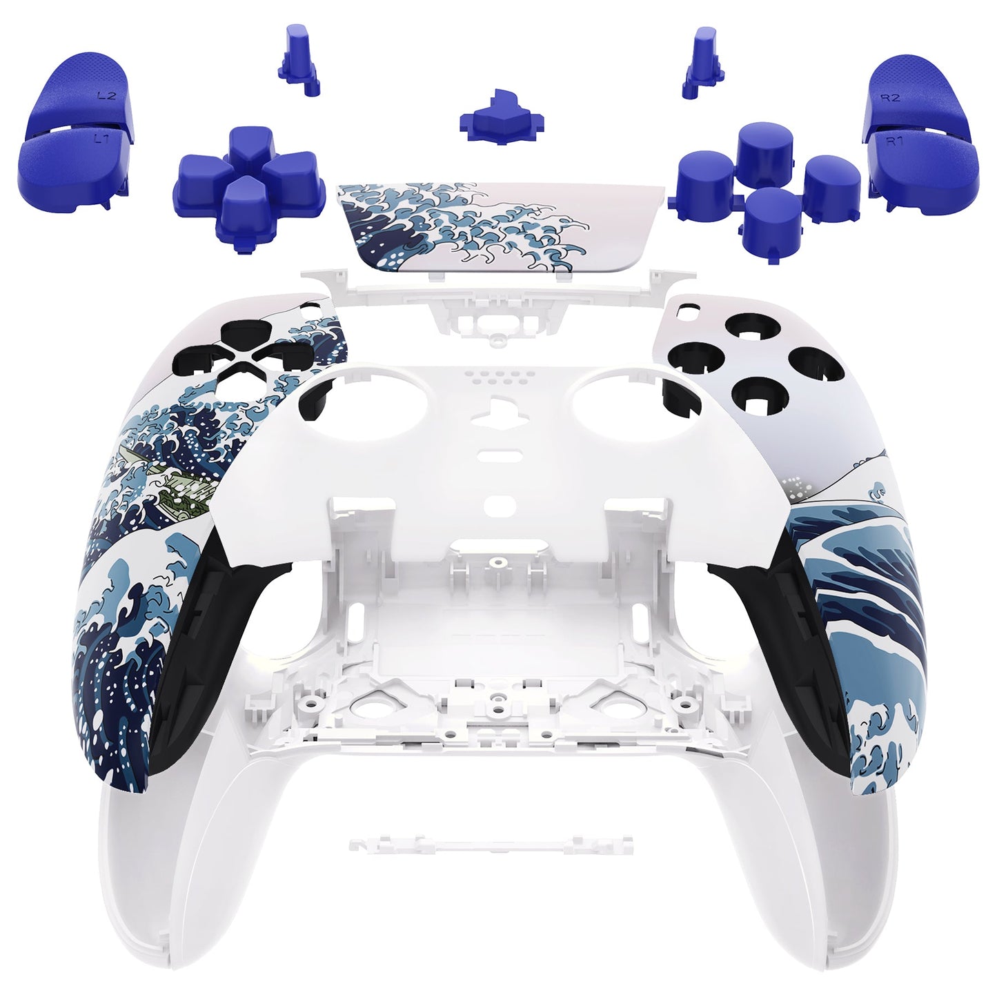 eXtremeRate Replacement Full Set Shells with Buttons Compatible with PS5 Edge Controller - The Great Wave eXtremeRate