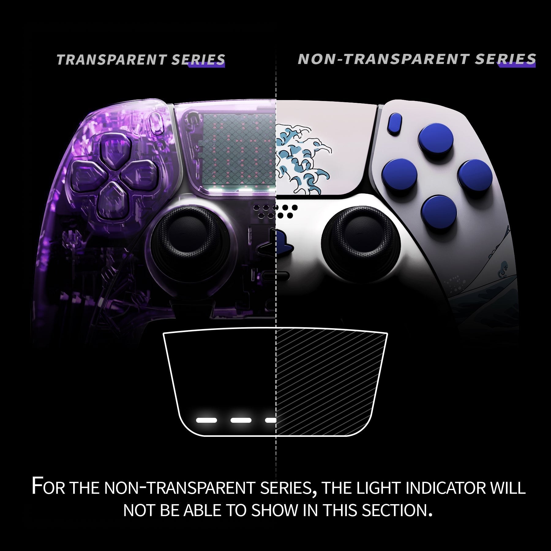 eXtremeRate Replacement Full Set Shells with Buttons Compatible with PS5 Edge Controller - The Great Wave eXtremeRate