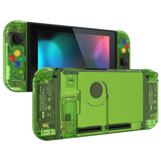 eXtremeRate Nintendo Switch用交換フルセットシェル＆ボタン【スケルトンフォレストグリーン】