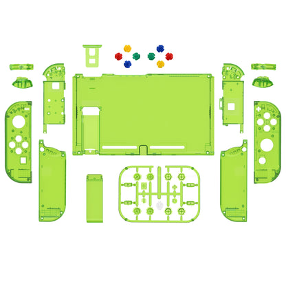eXtremeRate Nintendo Switch用交換フルセットシェル＆ボタン【スケルトンフォレストグリーン】