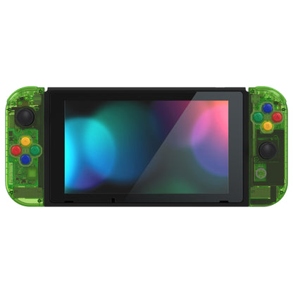 eXtremeRate Nintendo Switch用交換フルセットシェル＆ボタン【スケルトンフォレストグリーン】