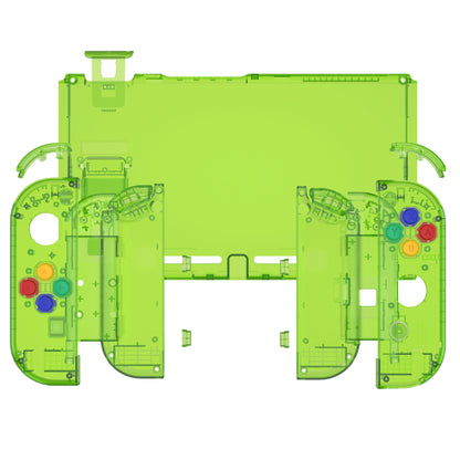 eXtremeRate Nintendo Switch用交換フルセットシェル＆ボタン【スケルトンフォレストグリーン】