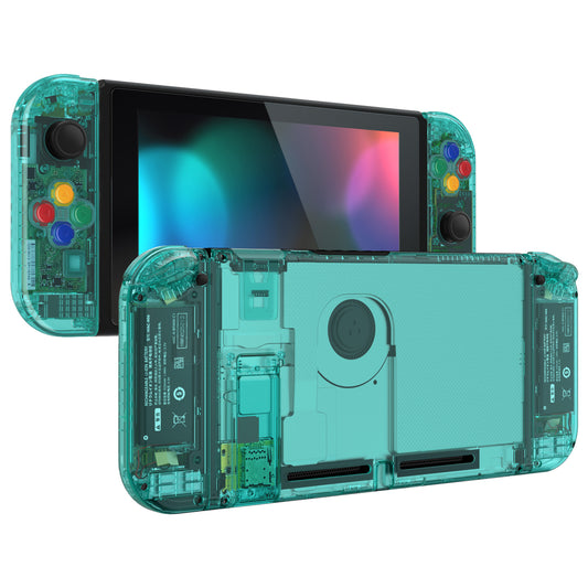 eXtremeRate Nintendo Switch用交換フルセットシェル＆ボタン【クリアジェイドグリーン】