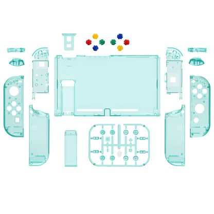 eXtremeRate Nintendo Switch用交換フルセットシェル＆ボタン【クリアジェイドグリーン】