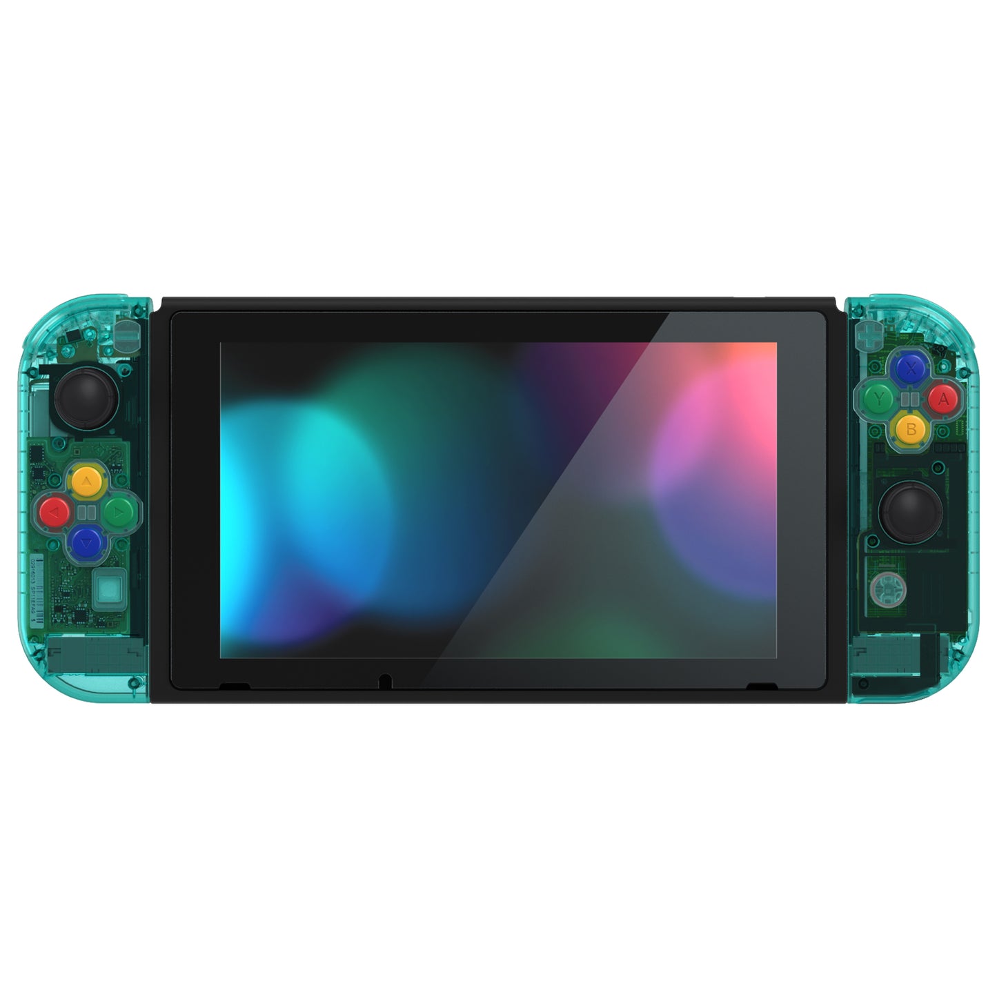 eXtremeRate Nintendo Switch用交換フルセットシェル＆ボタン【クリアジェイドグリーン】