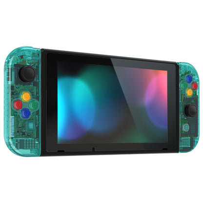 eXtremeRate Nintendo Switch用交換フルセットシェル＆ボタン【クリアジェイドグリーン】