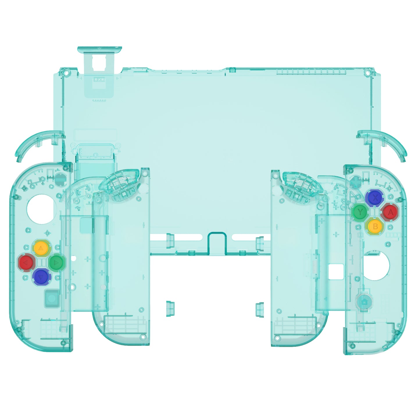 eXtremeRate Nintendo Switch用交換フルセットシェル＆ボタン【クリアジェイドグリーン】
