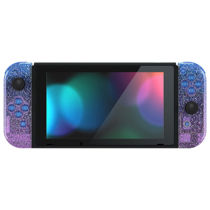 eXtremeRate Replacement Full Set Shells with Buttons for Nintendo Switch - Glitter Gradient Translucent Bluebell eXtremeRate