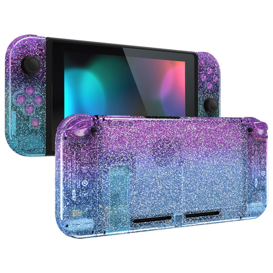 eXtremeRate Replacement Full Set Shells with Buttons for Nintendo Switch - Glitter Gradient Translucent Bluebell & Blue eXtremeRate