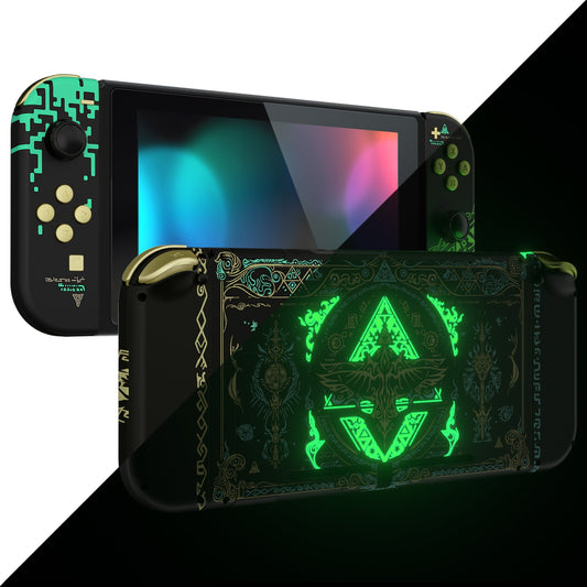 eXtremeRate Replacement Full Set Shells with Buttons for Nintendo Switch - Glow in Dark - Totem of Kingdom Black eXtremeRate