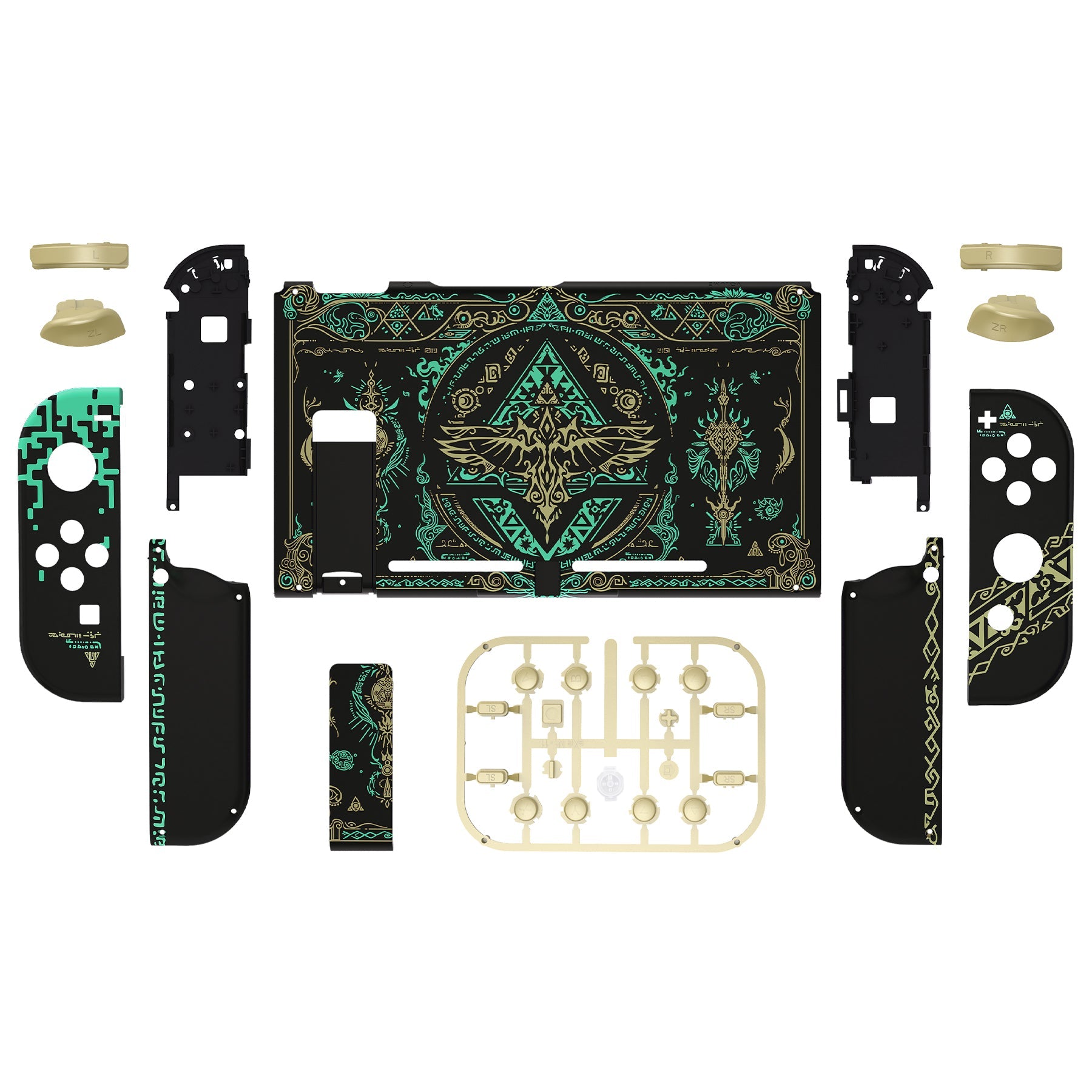 eXtremeRate Replacement Full Set Shells with Buttons for Nintendo Switch - Glow in Dark - Totem of Kingdom Black eXtremeRate