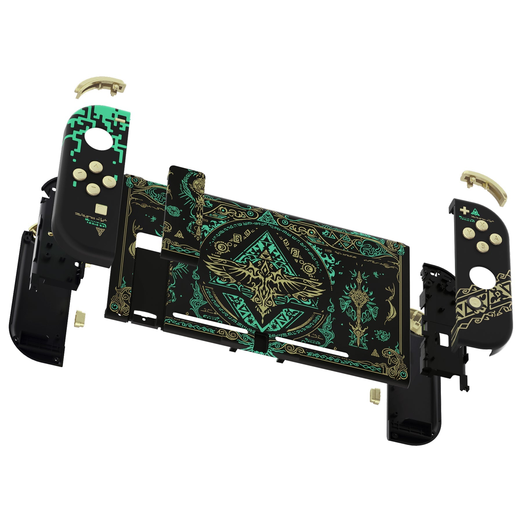 eXtremeRate Replacement Full Set Shells with Buttons for Nintendo Switch - Glow in Dark - Totem of Kingdom Black eXtremeRate