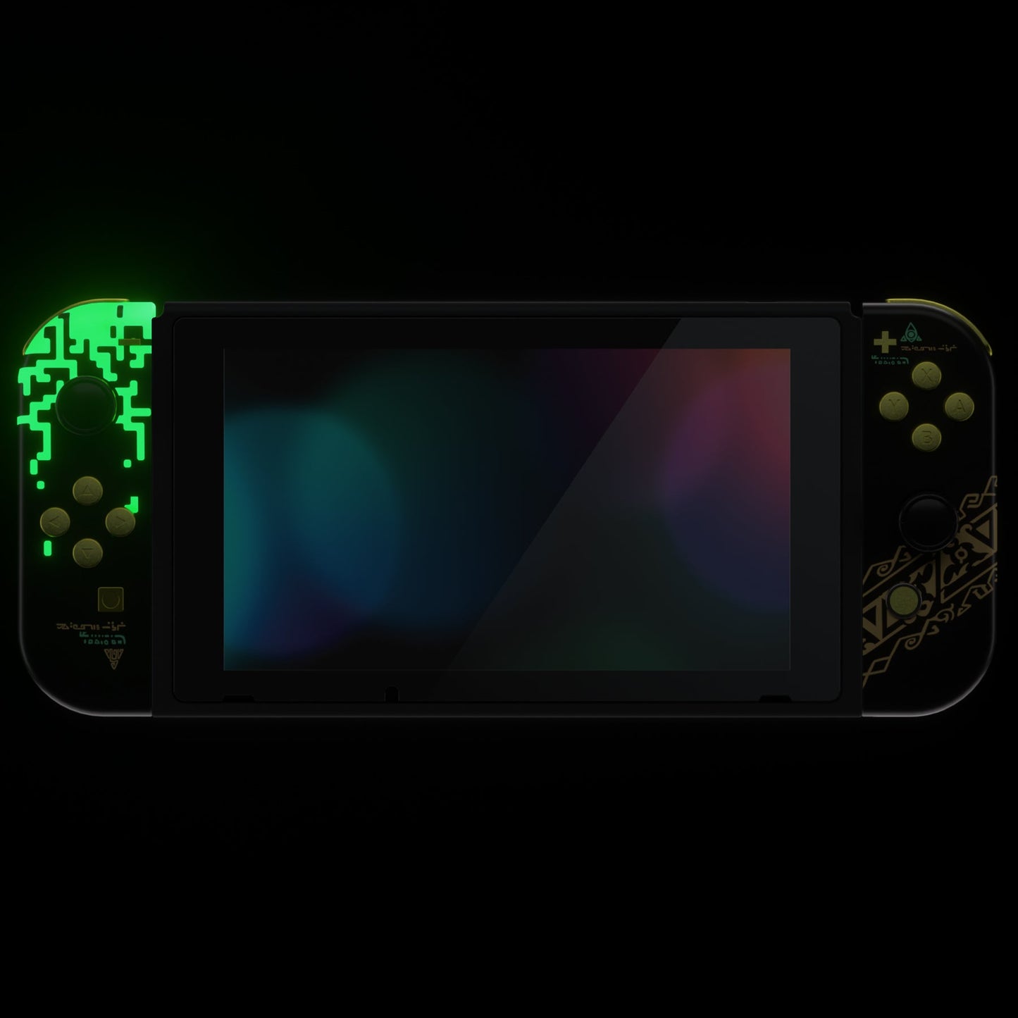 eXtremeRate Replacement Full Set Shells with Buttons for Nintendo Switch - Glow in Dark - Totem of Kingdom Black eXtremeRate