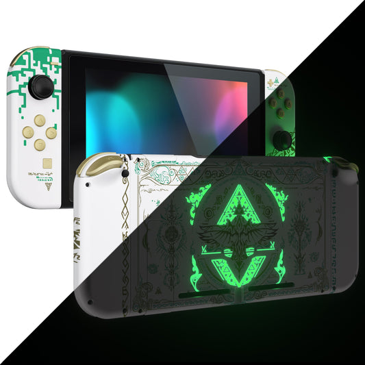 eXtremeRate Replacement Full Set Shells with Buttons for Nintendo Switch - Glow in Dark - Totem of Kingdom White eXtremeRate