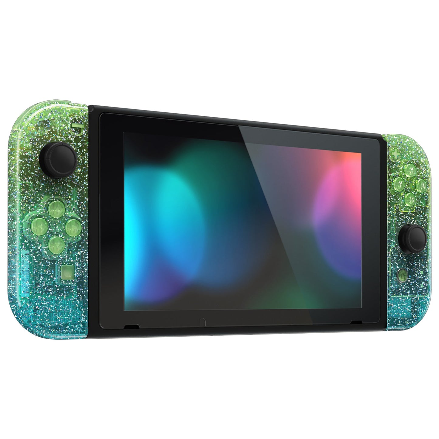 eXtremeRate Replacement Full Set Shells with Buttons for Nintendo Switch - Gradient Translucent Green Blue eXtremeRate