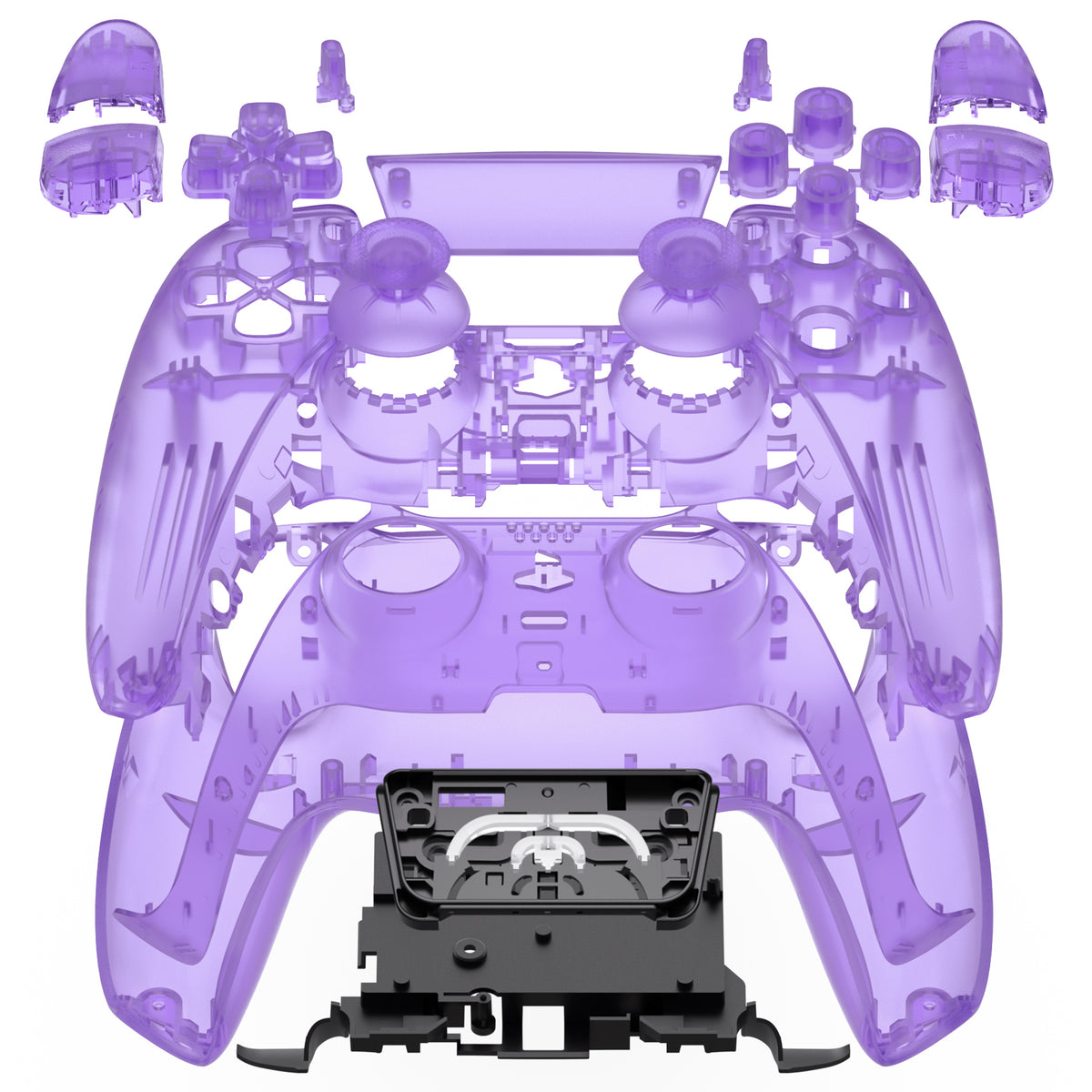 eXtremeRate Replacement Full Shell & Button Set for PS5 Controller BDM-030/040/050 (Clear Black)